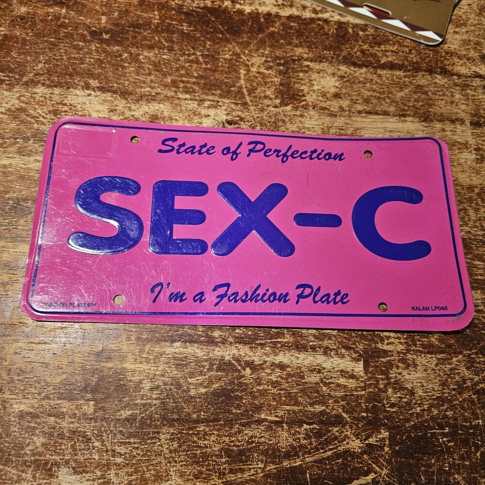 SEX-C Pink/Purple Novelty License Plate "State of Perfection"